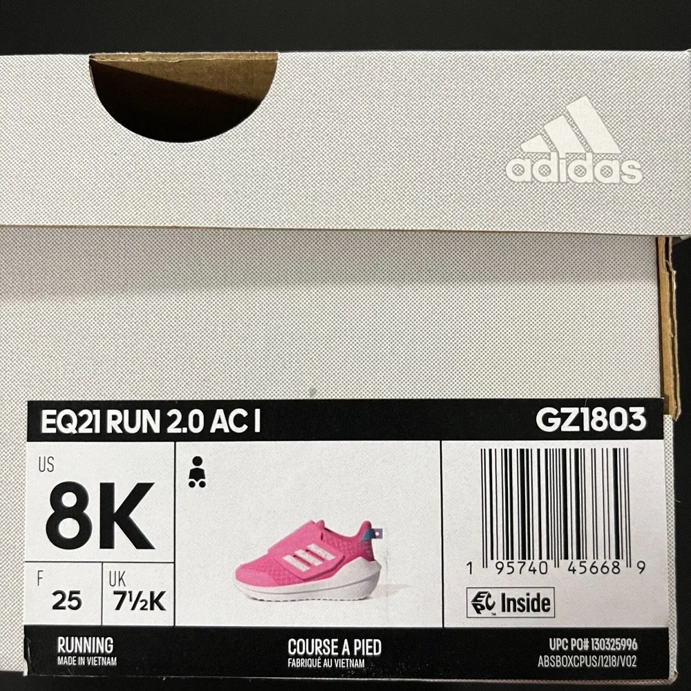 Adidas Toddler Girls Athletic Slip-On Sneakers Size 8 Pink‎ White Lightweight